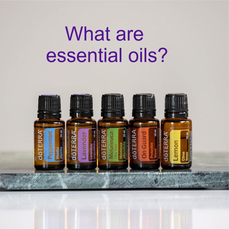 Five essential oils: peppermint, lavender, melaleuca, On Guard, and Lemon